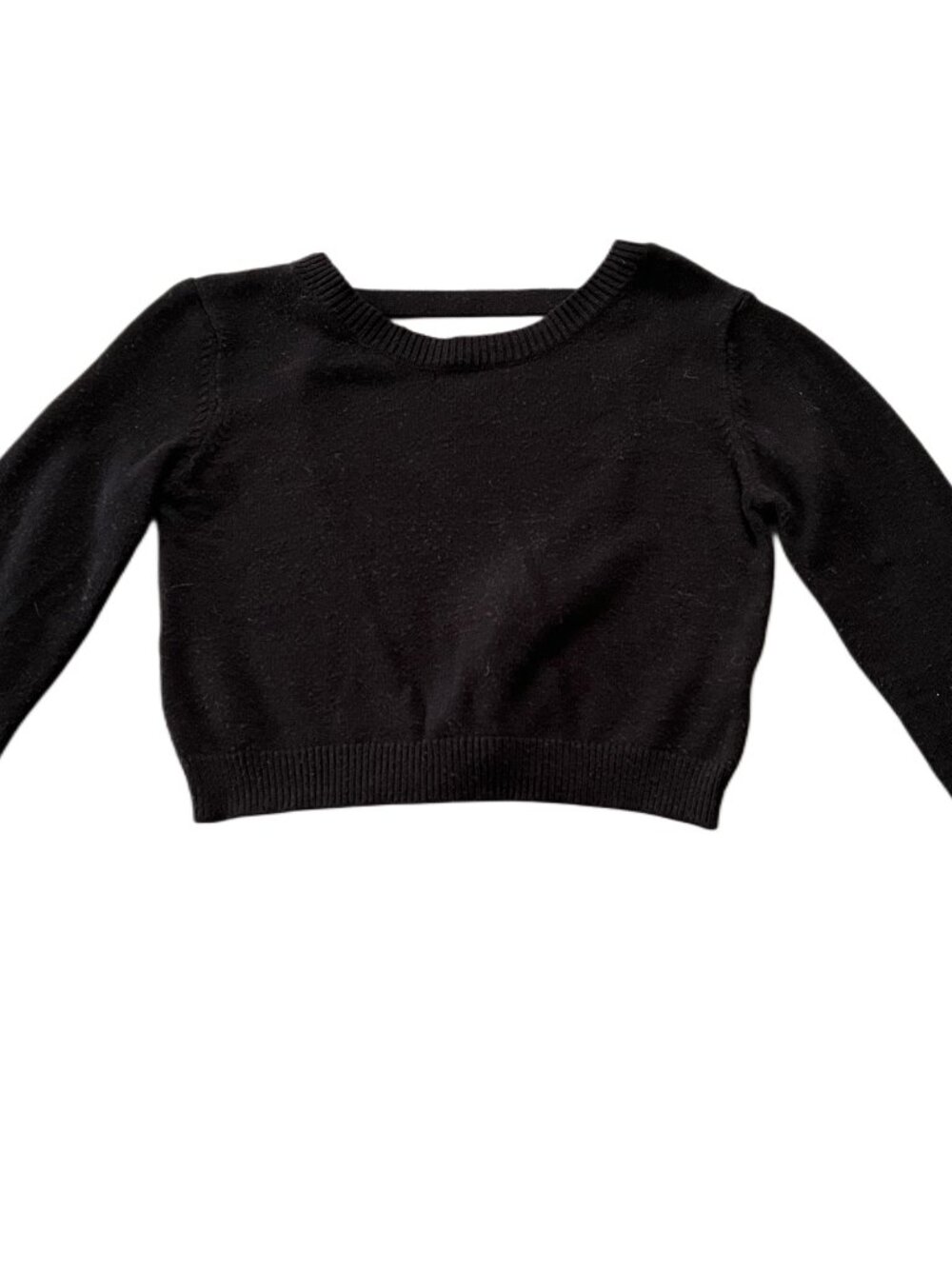 SHEIN Black Tie Open Back Cropped Knit Sweater Women's Size M